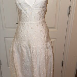 Lulu's Cream Textured Midi Dress